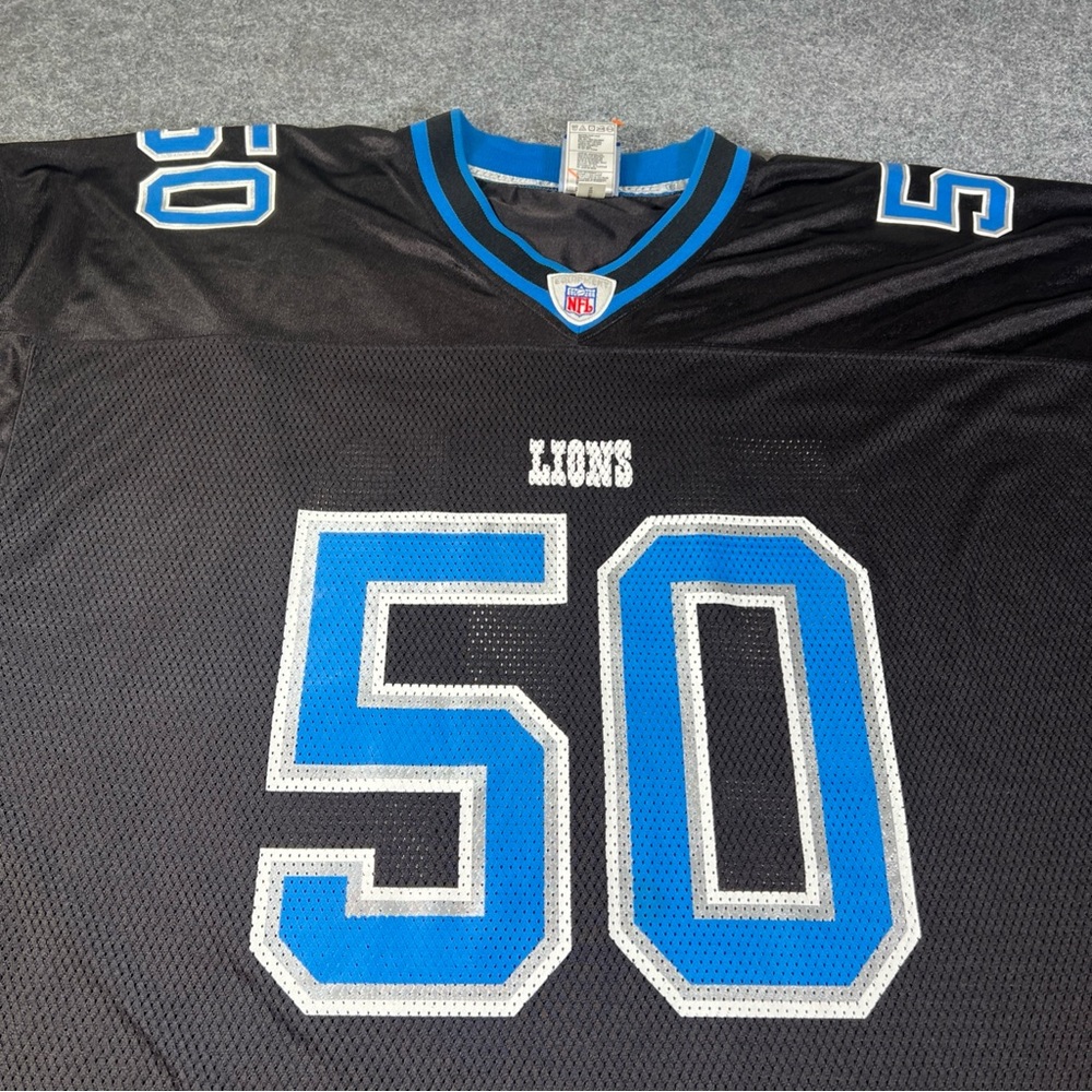 Detroit Lions Football Jersey Mens 3XL Black Ernie Sims #50 NFL Reebok Vintage - Picture 4 of 8